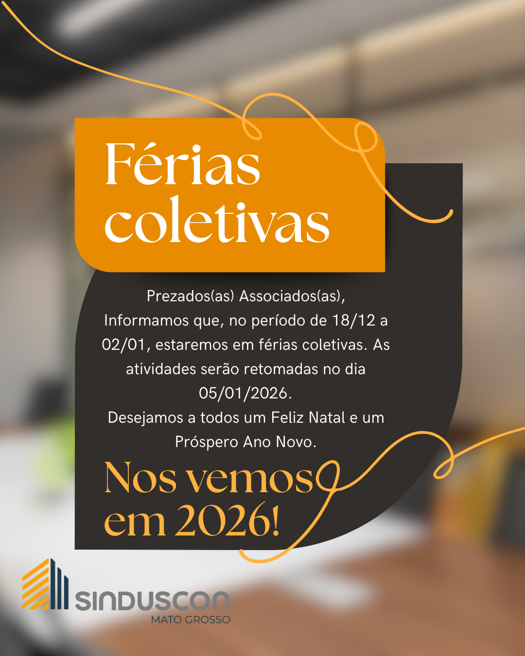 Laranja e Preto Moderno Férias Coletivas Post para Instagram